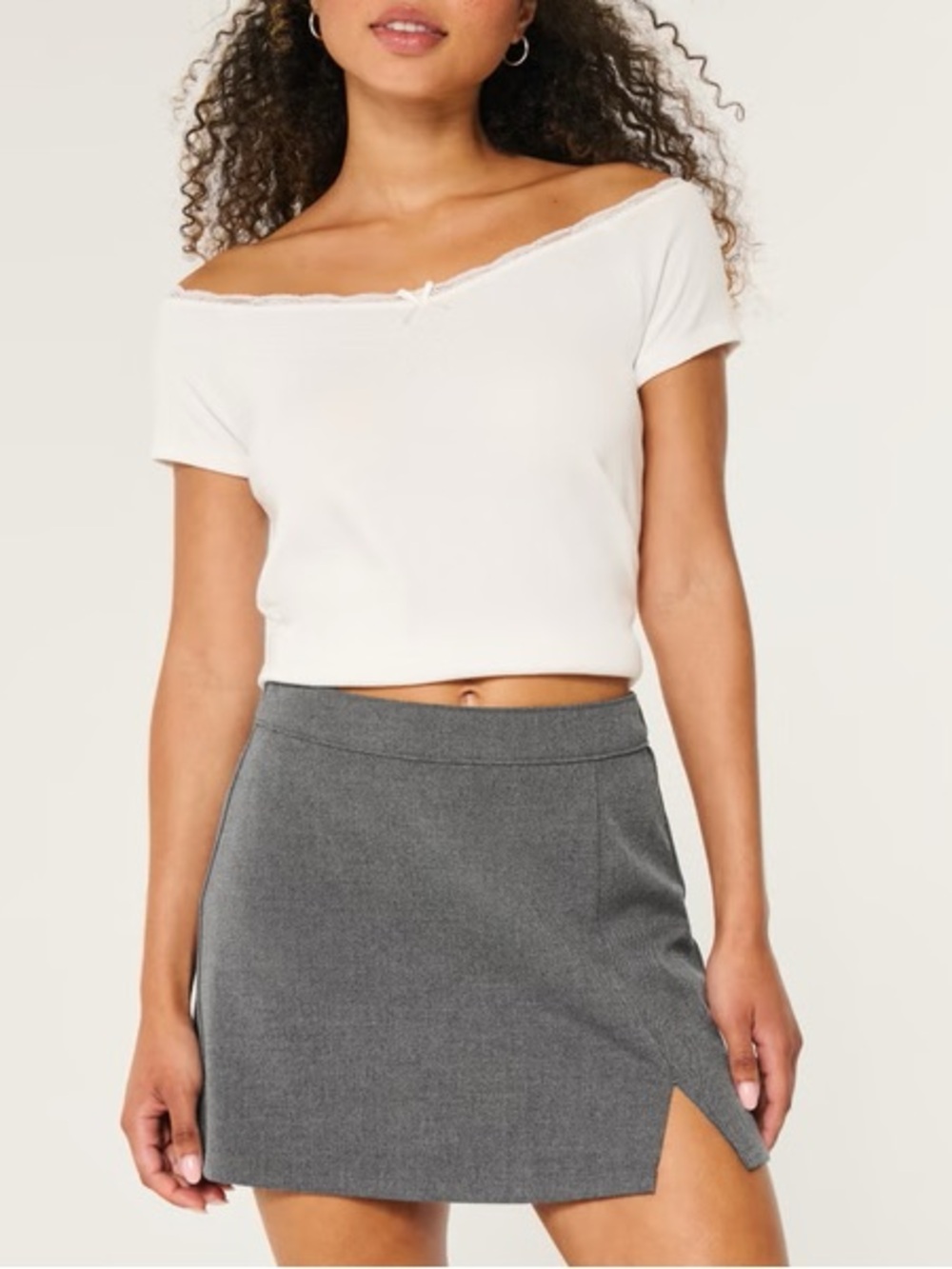 Hollister Ultra High SkirtCharcoal Gray Women’s A-Line Mini front Slit M